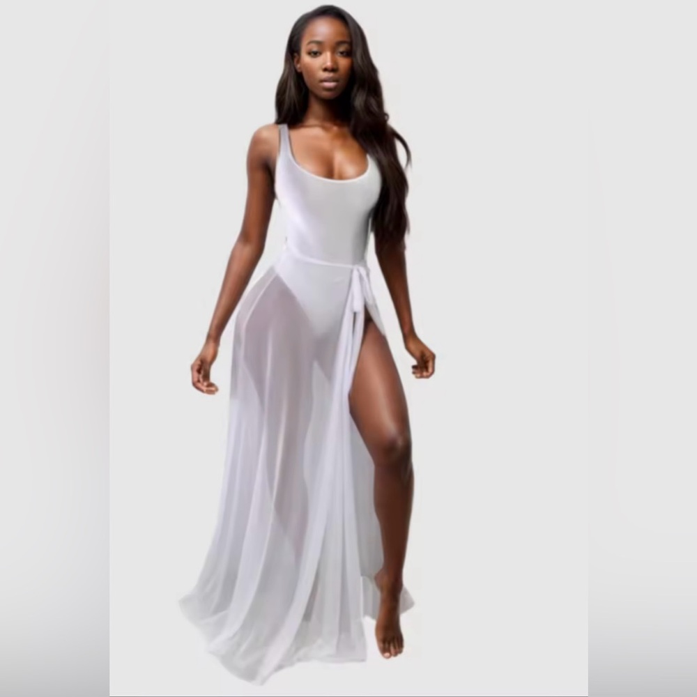 Elegant White Sheer Maxi Dress